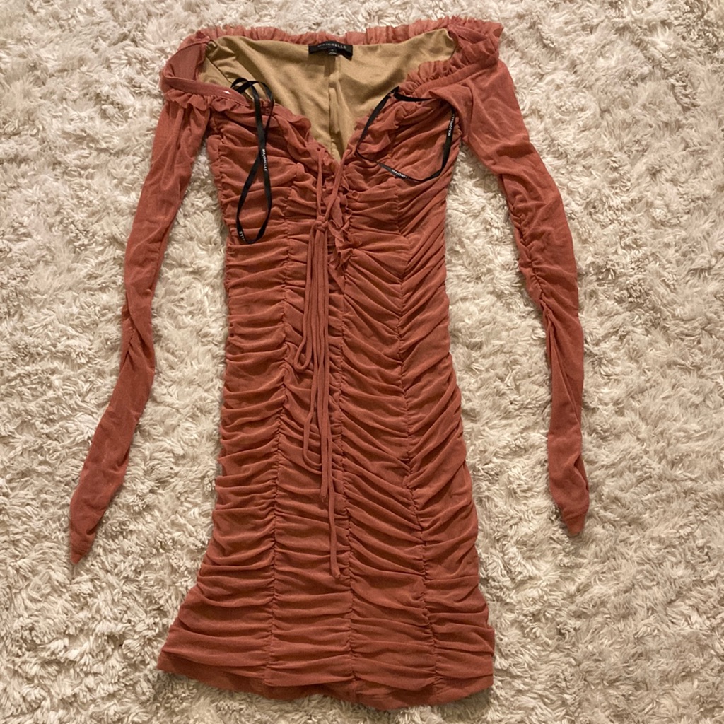 Majorelle Peach Long Sleeve Mini Dress Size Xs